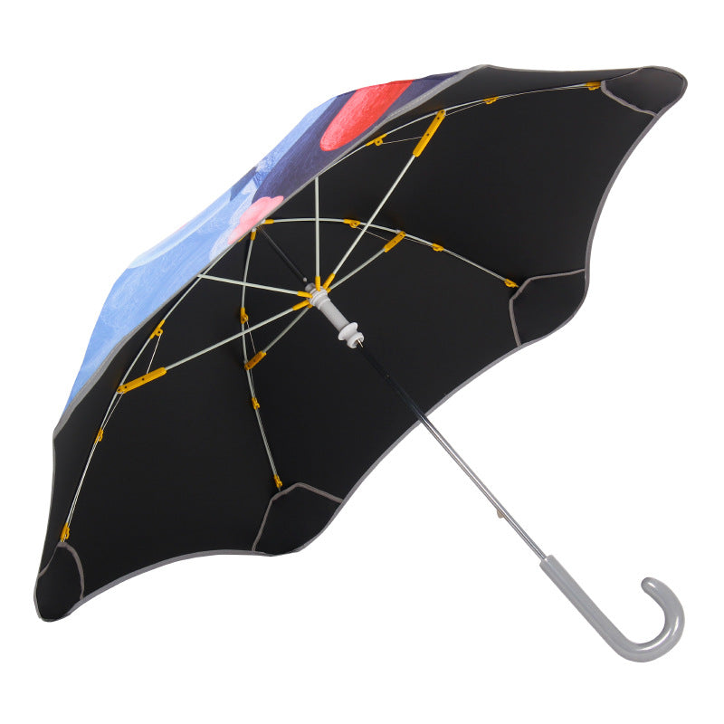 Children's Rounded Corner Umbrella Reflective Strip Anti-Clamp Hand Curved