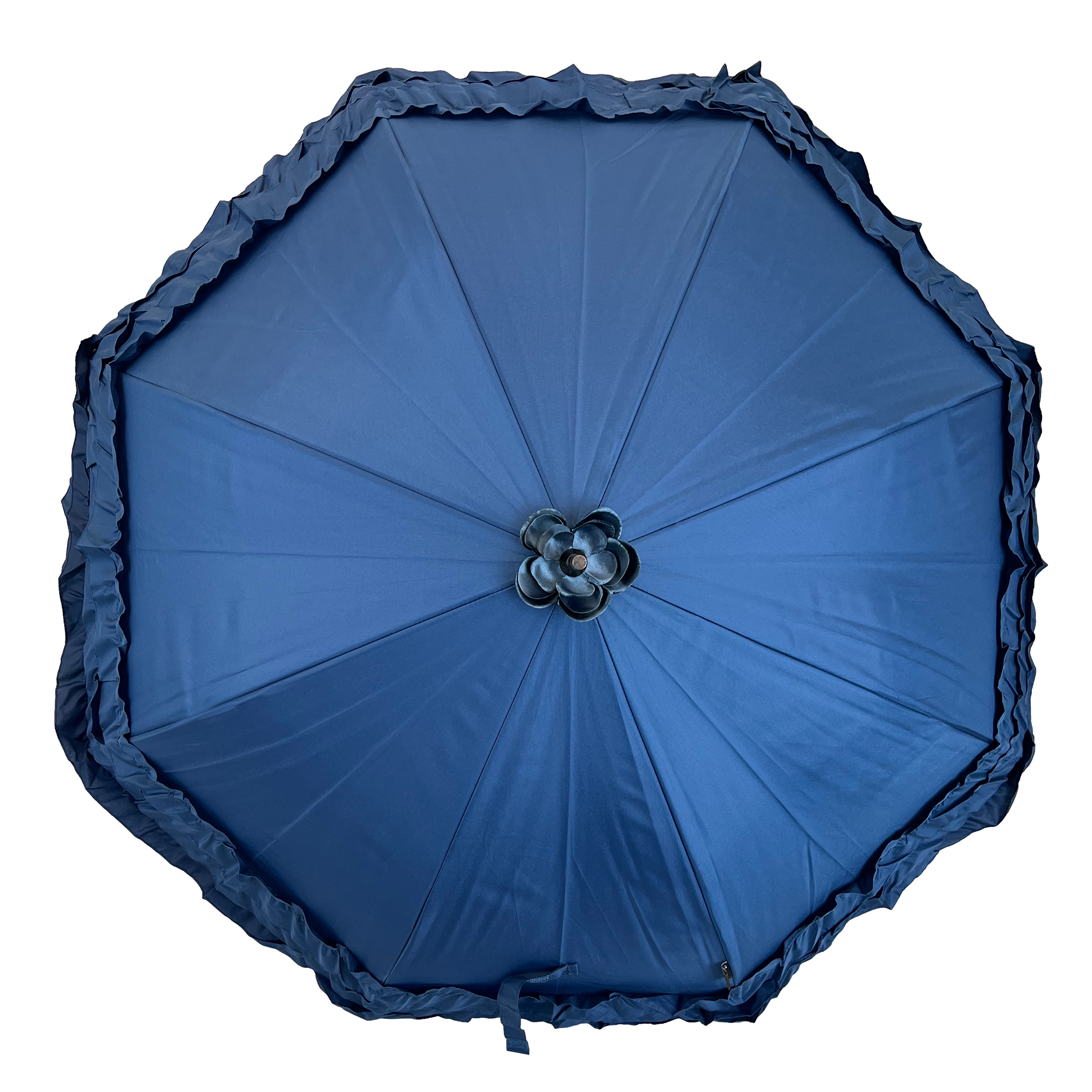 Boutique Triple Frill Stick Auto Umbrella Navy