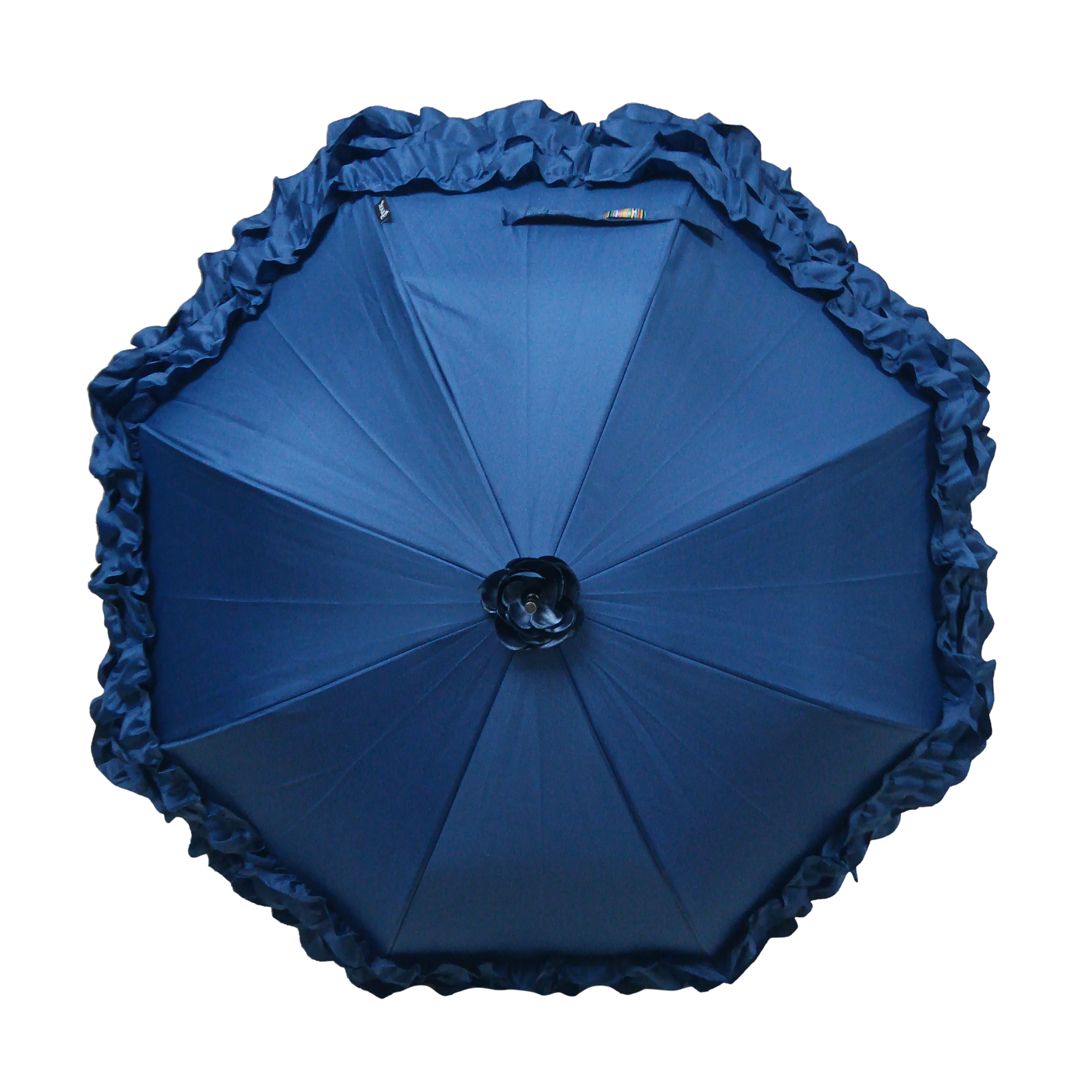 Boutique Triple Frill Stick Auto Umbrella Navy
