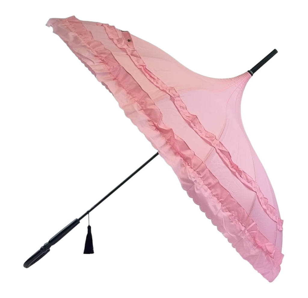 Boutique Frilled Pagoda Umbrella  Pink