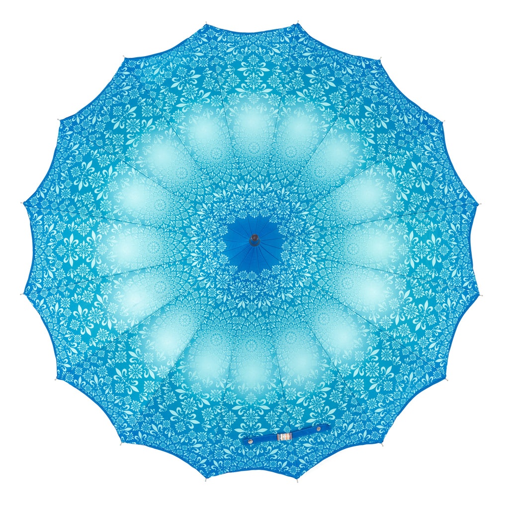 Boutique Patterned Pagoda with Scalloped edge Teal