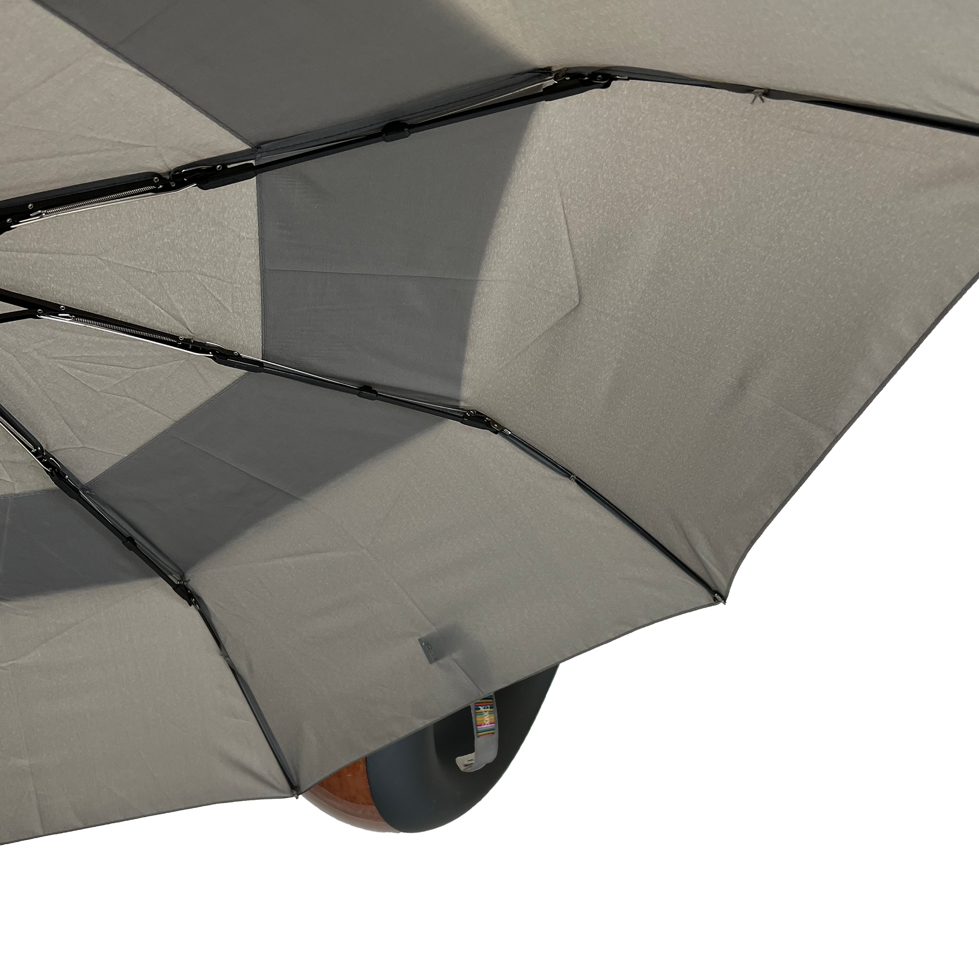 Gents Auto Compact Umbrella Grey with hook handle