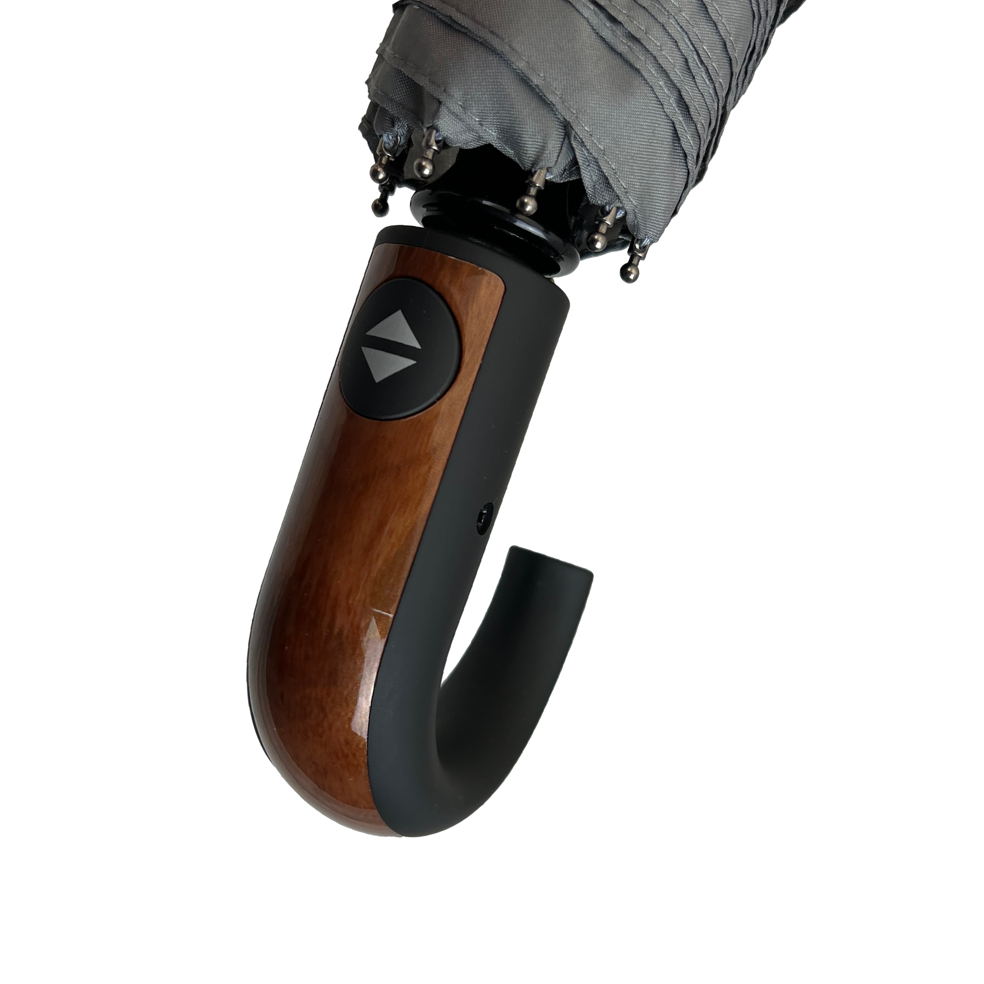 Gents Auto Compact Umbrella Navy (Wood effect/Matt ABS handle)