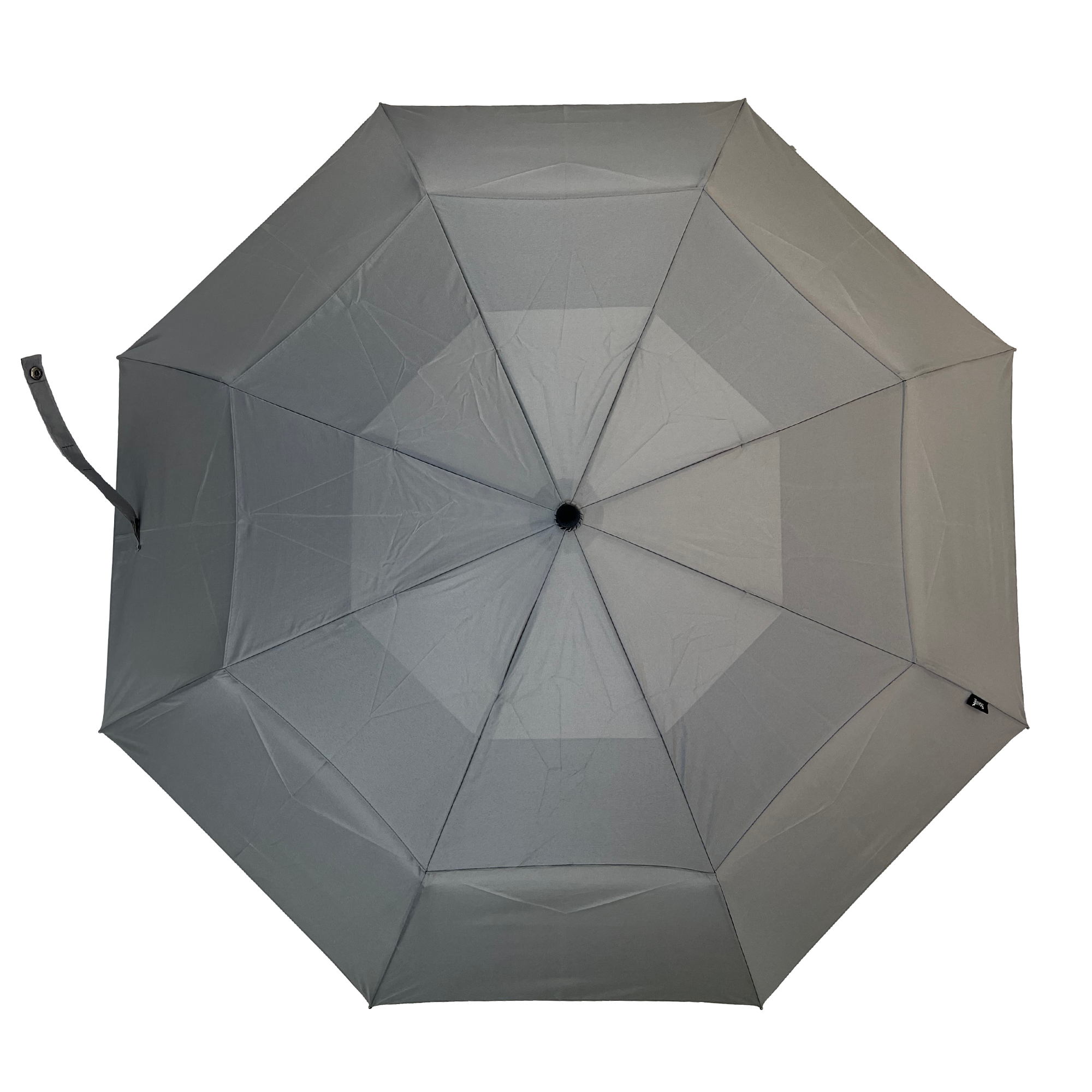 Gents Auto Compact Umbrella Grey with hook handle