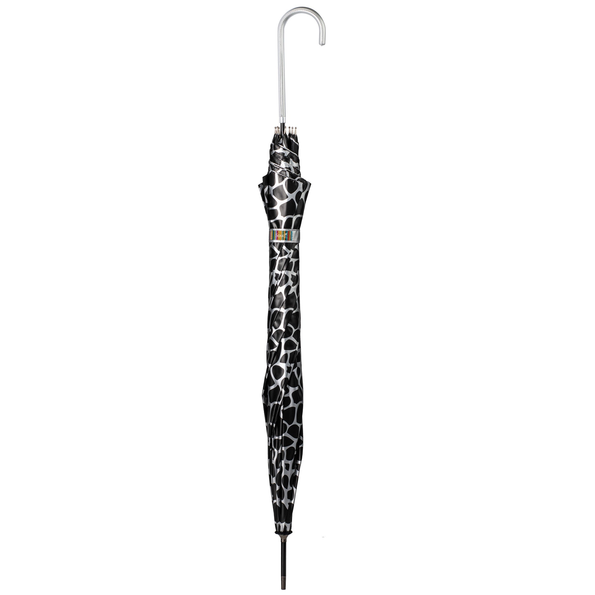 Everyday Giraffe Print (Metallic) Silver Stick Umbrella