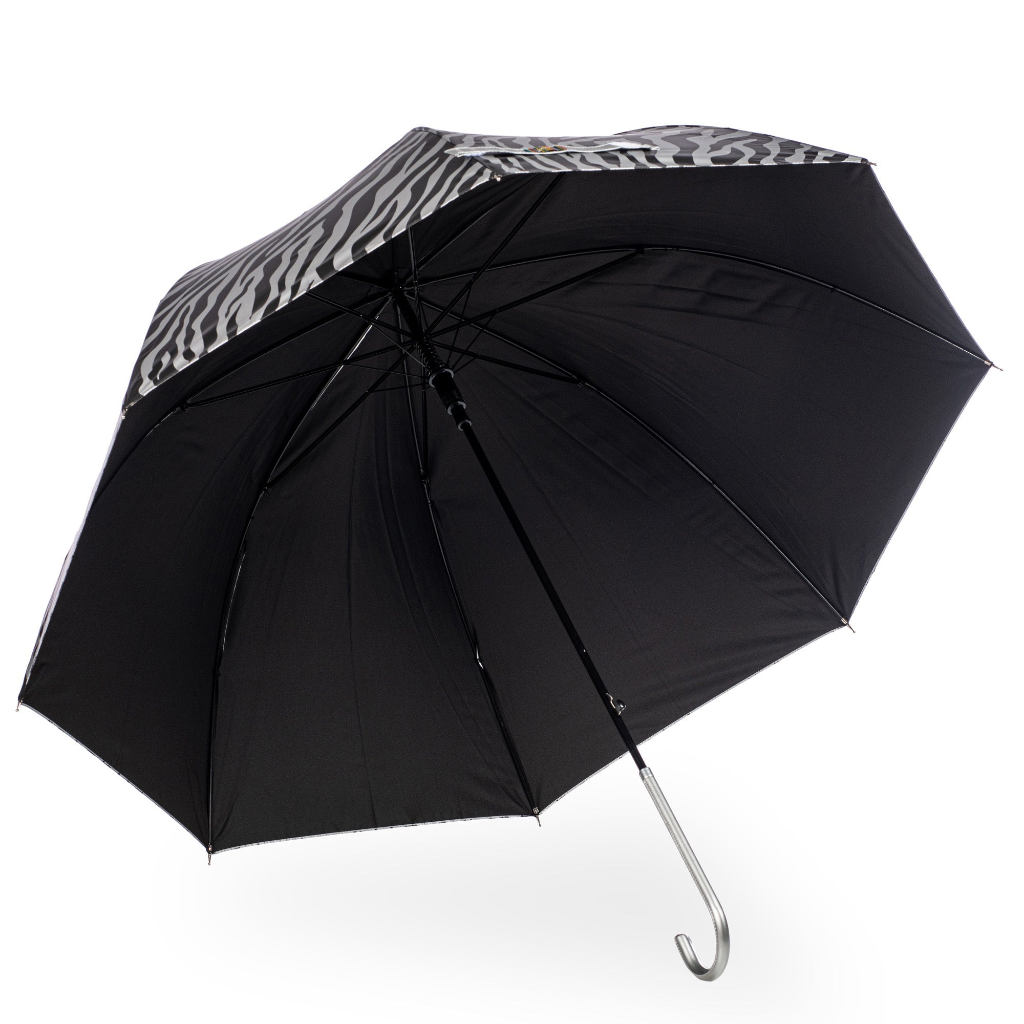 Everyday Zebra Print (Metallic) Silver Stick Umbrella
