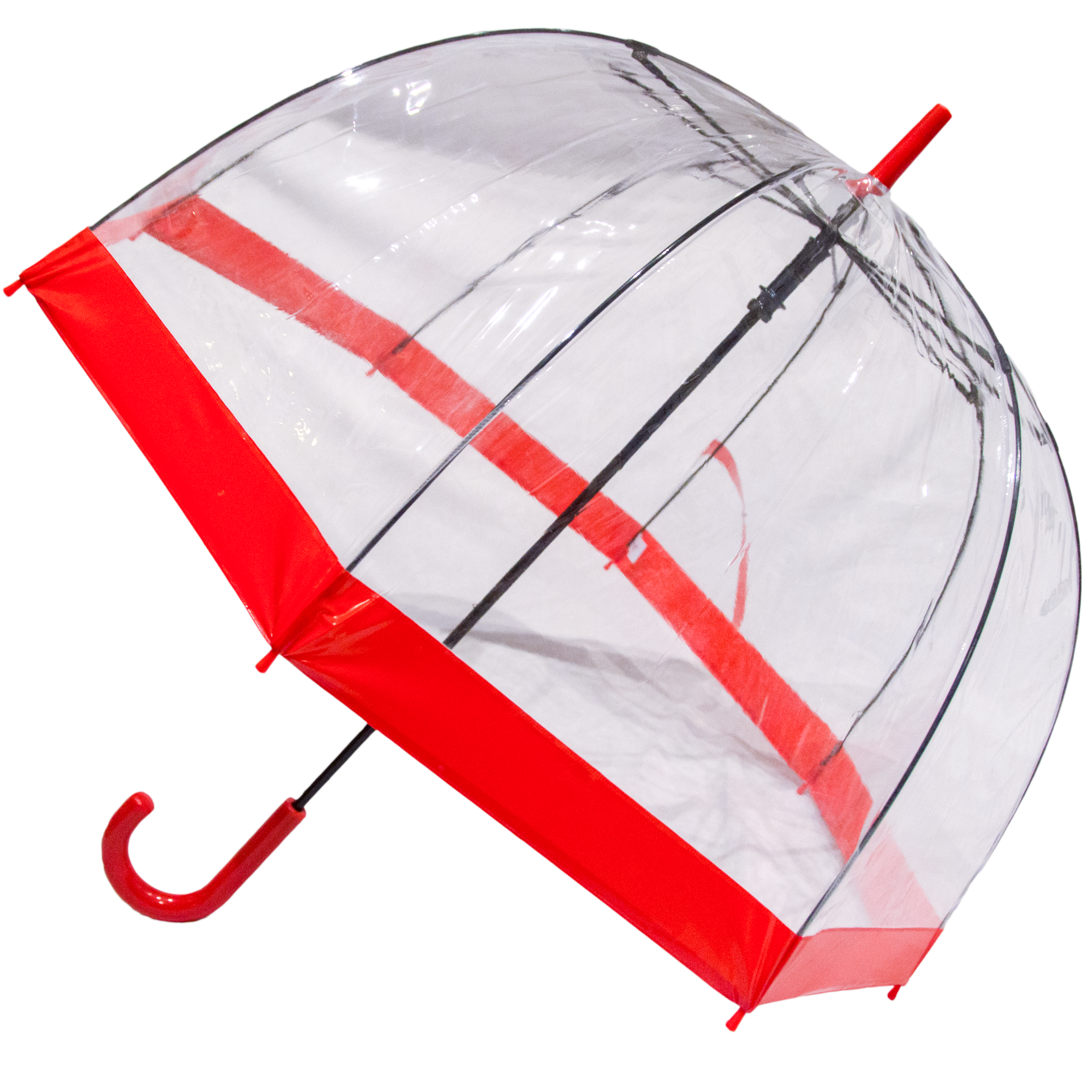 Everyday Clear Vinyl Dome Umbrella Red